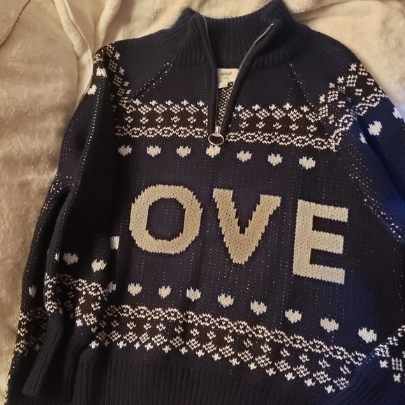 AERIE OVERSIZE FAIR ISLE LOVE SWEATER PULLOVER - Picture 4 of 7